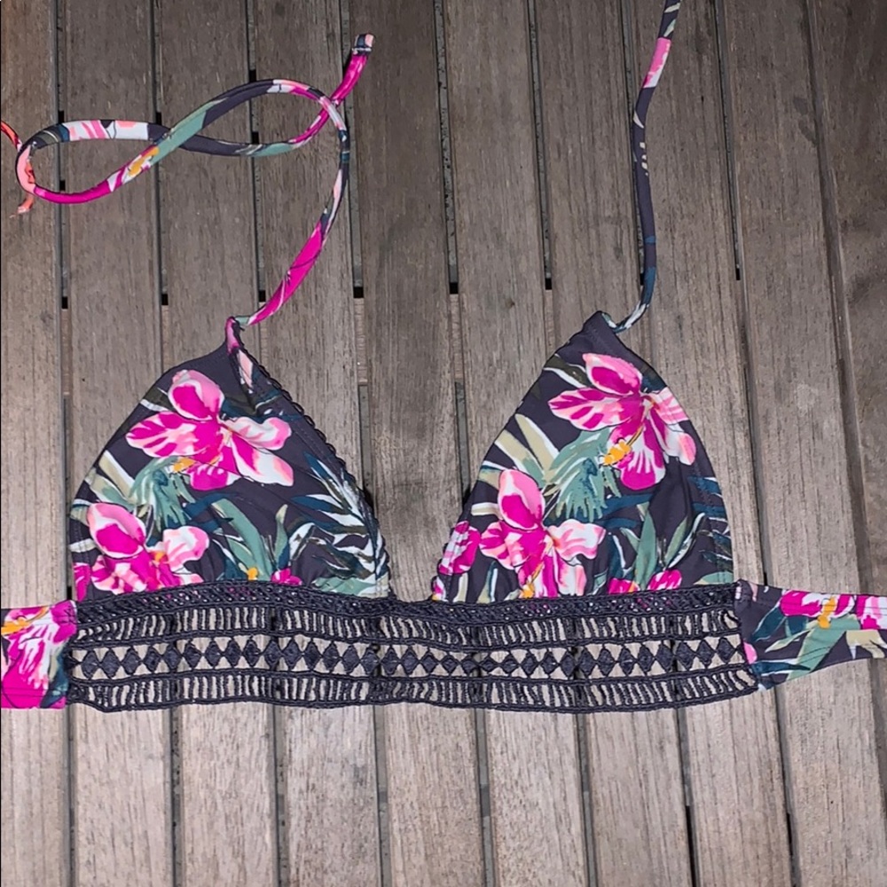 Floral triangle bikini top